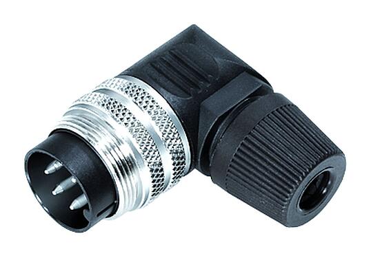 Illustration M16 Male angled connector, Contacts: 3 (03-a), 4.0-6.0 mm, unshielded, solder, IP40