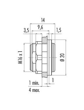 Scale drawing Snap-In Adapter, unshielded, screwable from the front