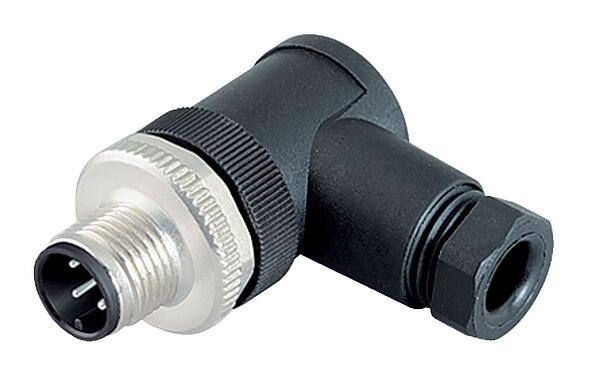 Illustration M12 Connecteur mâle coudé, Contacts: 4, 6,0-8,0 mm, non blindé, pince à visser, IP67, UL 2238