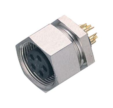 Illustration M9 Female panel mount connector, Contacts: 2, unshielded, solder, IP40, M9x0,5, Front mounting