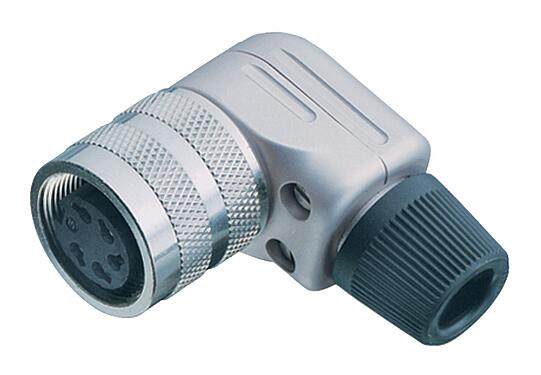 Illustration M16 Female angled connector, Contacts: 2 (02-a), 6.0-8.0 mm, shieldable, solder, IP40