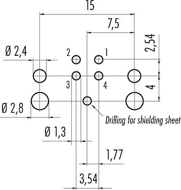 Disposición del conductor M12 Enchufe de brida, Número de contactos: 4, sin blindaje, THR, IP67, UL 2238, M12x1,0, Montaje en pared, diseño de dos partes