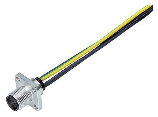 Ilustración M12 Conector de montaje en panel macho cuadrado, Número de contactos: 4, sin blindaje, hilos, IP40, UL 2238, M3 (4x), Montaje frontal, moldeado