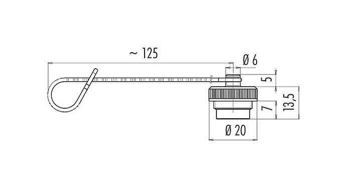 Scale drawing Protecting cap, IP67, for female cable connector