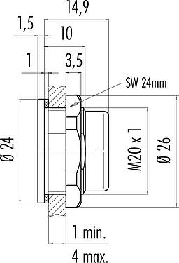 Dessin coté Snap-In Adaptateur, non blindé