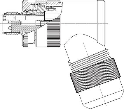 Dibujo a escala M12 Conector macho en ángulo, Número de contactos: 4+FE, 8,0-13,0 mm, sin blindaje, tornillo extraíble, IP67, M12x1,0, para la fuente de alimentación (potencia), UL 2237 en preparación, con conexión de PE
