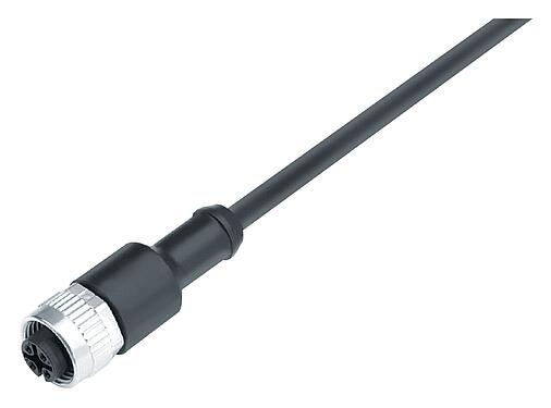 Illustration M12 Female cable connector, Contacts: 4, unshielded, moulded on the cable, IP68/IP69K, PUR, black, 4 x 0.34 mm², 2 m