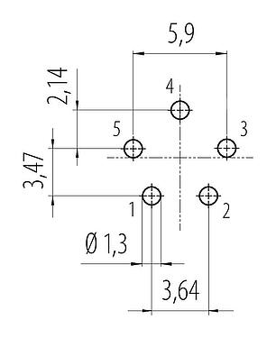 Disposición del conductor Snap-In Enchufe de brida, Número de contactos: 5, sin blindaje, THT, IP67, VDE, M12x1,0, Montaje frontal