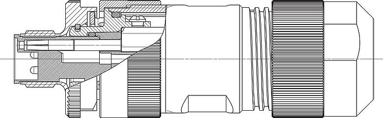 Dessin coté M12 Connecteur mâle, Contacts: 4+FE, 8,0-13,0 mm, non blindé, pince à visser, IP67, M12x1,0, UL 2237 en préparation, avec connexion PE