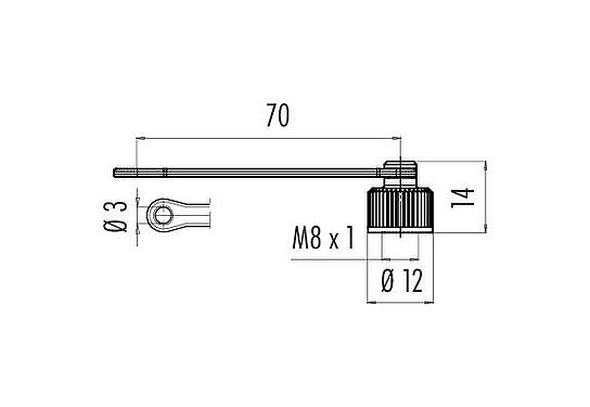 Scale drawing Protecting cap, IP67, with retaining strap