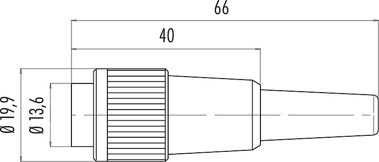 Dibujo a escala Bayoneta Conector de cable macho, Número de contactos: 8, 3,0-6,0 mm, sin blindaje, soldadura, IP40