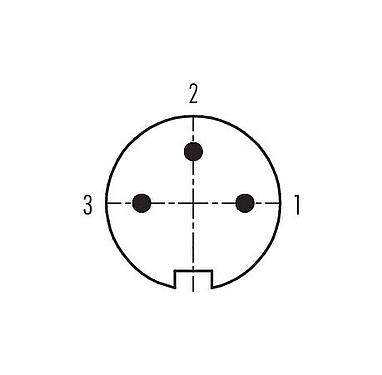 Contact arrangement (Plug-in side) M16 Male cable connector, Contacts: 3 (03-a), 4.0-6.0 mm, shieldable, solder, IP40