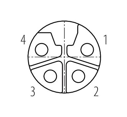 Disposición de los contactos (lado de la conexión) M12 Conector de cable hembra, Número de contactos: 4, 8,0-13,0 mm, sin blindaje, tornillo extraíble, IP67, UL 2238, M12x1,0
