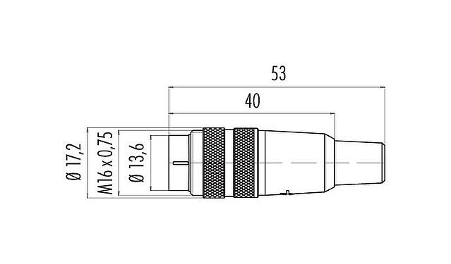 Scale drawing M16 Male cable connector, Contacts: 4 (04-a), 6.0-8.0 mm, unshielded, solder, IP40
