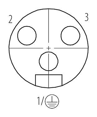 Disposición de los contactos (lado de la conexión) 7/8" Conector hembra en ángulo, Número de contactos: 2+PE, 6,0-8,0 mm, sin blindaje, tornillo extraíble, IP67, UL 2238, VDE