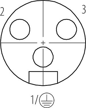 Disposición de los contactos (lado de la conexión) 7/8" Conector de cable hembra, Número de contactos: 2+PE, 10,0-12,0 mm, sin blindaje, tornillo extraíble, IP67, UL 2238, VDE