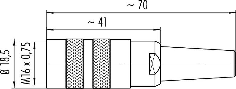 Scale drawing M16 Female cable connector, Contacts: 4 (04-a), 4.0-6.0 mm, shieldable, screw clamp, IP40