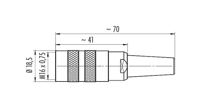 Scale drawing M16 Female cable connector, Contacts: 4 (04-a), 4.0-6.0 mm, shieldable, screw clamp, IP40