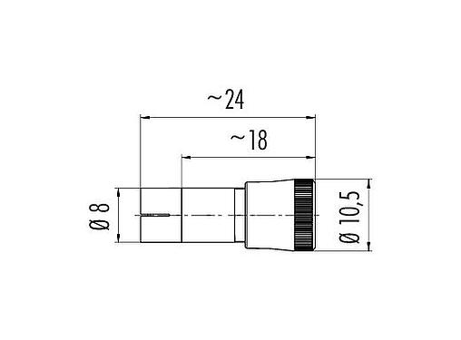 Dibujo a escala Snap-In Conector de cable macho, Número de contactos: 3, 4,0-5,0 mm, sin blindaje, soldadura, IP40