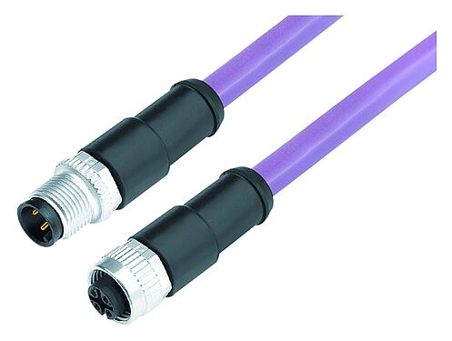 Ilustración M12 Conector de cable macho - conector de cable hembra, Número de contactos: 5, blindado, moldeado en el cable, IP68, UL 2238, CAN-Bus, PUR, morado, 1 x 2 x AWG 22 + 1 x 2 x AWG 24, 2 m