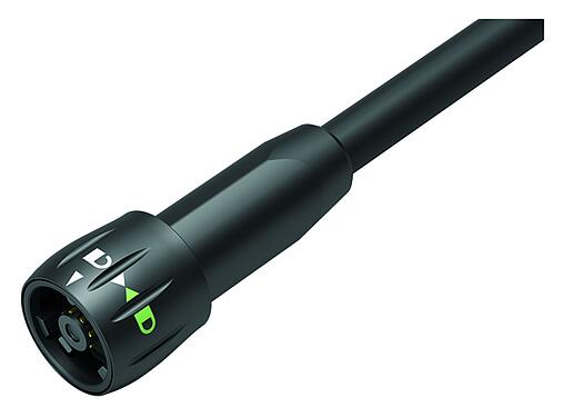 Illustration Bayonet Male cable connector, Contacts: 8, unshielded, solder, IP67, PUR, black, 8 x 0.25 mm², 2 m