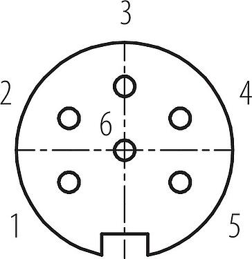 Contact arrangement (Plug-in side) M16 Female panel mount connector, Contacts: 6 (06-a), unshielded, crimping (Crimp contacts must be ordered separately), IP67, UL 2238, M18x0,75, Front mounting