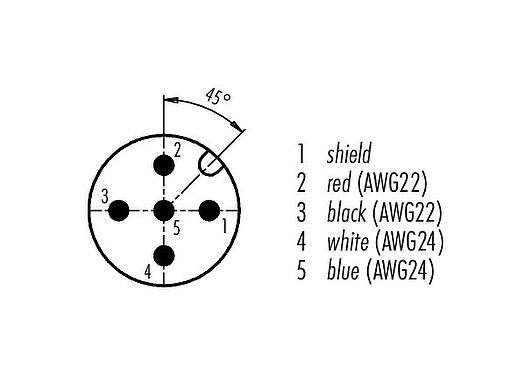 Contact arrangement (Plug-in side) M12 Male angled connector, Contacts: 5, shielded, moulded on the cable, IP68, UL 2238, CAN-Bus, PUR, violet, 1 x 2 x AWG 22 + 1 x 2 x AWG 24, 10 m