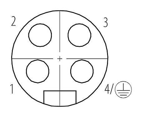 Disposición de los contactos (lado de la conexión) 7/8" Toma de brida, Número de contactos: 4, sin blindaje, THT, IP68, UL 2238, VDE, Montaje frontal, moldeado