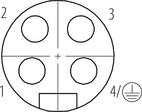 Disposición de los contactos (lado de la conexión) 7/8" Toma de brida, Número de contactos: 4, sin blindaje, THT, IP68, UL 2238, VDE, Montaje en pared, moldeado