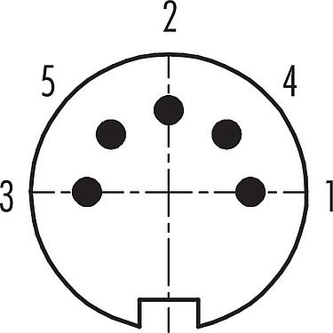 Contact arrangement (Plug-in side) M16 Male cable connector, Contacts: 5 (05-b), 4.0-6.0 mm, shieldable, solder, IP40