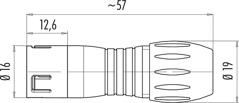 Dessin coté Snap-In Connecteur mâle, Contacts: 8, 6,0-8,0 mm, non blindé, souder, IP67, UL 2238, VDE