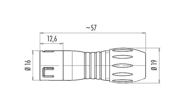 Scale drawing Snap-In Male cable connector, Contacts: 3, 6.0-8.0 mm, unshielded, solder, IP67, UL 2238, VDE