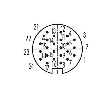 Disposition des contacts (Côté plug-in) Baïonnette Connecteur mâle coudé, Contacts: 24, 6,0-8,0 mm, non blindé, souder, IP40