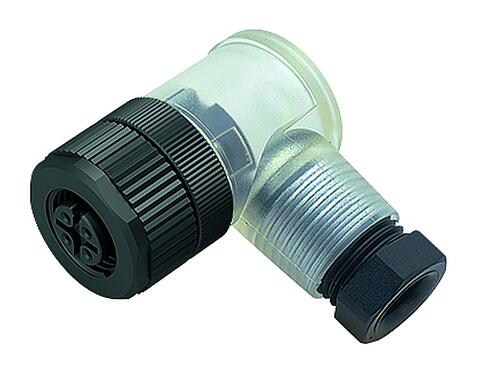 Illustration M12 Female angled connector, Contacts: 4, 4.0-6.0 mm, unshielded, screw clamp, IP67, UL 2238