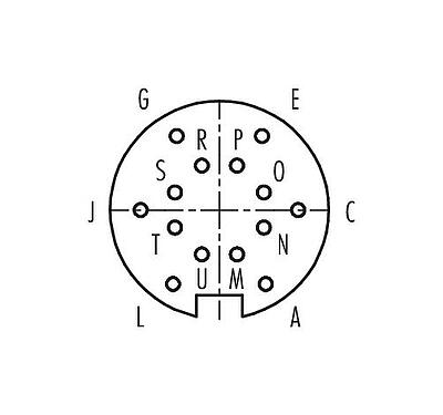 Contact arrangement (Plug-in side) Push Pull Female panel mount connector, Contacts: 14, unshielded, solder, IP67, M21x1,0, Rear mounting