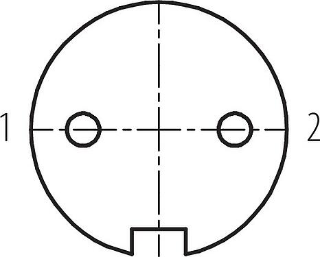 Disposition des contacts (Côté plug-in) M16 Connecteur femelle, Contacts: 2 (02-a), 4,0-6,0 mm, blindable, souder, IP67, UL 2238