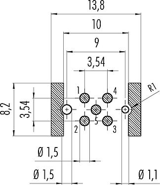 Disposición del conductor M12 Enchufe integrado, Número de contactos: 5, blindable, SMT, IP67
