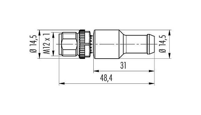 Dibujo a escala M12 Tapón de terminación, Número de contactos: 5, sin blindaje, IP69K, CAN-Bus