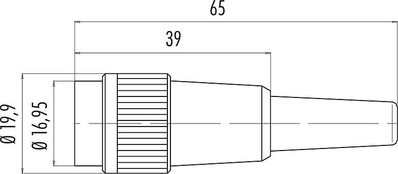 Dibujo a escala Bayoneta Conector de cable hembra, Número de contactos: 4, 3,0-6,0 mm, sin blindaje, soldadura, IP40