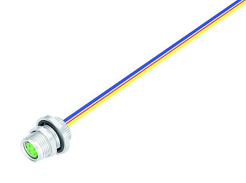 Illustration M8 Female panel mount connector, Contacts: 4, unshielded, single wires, IP67, M8x1.0, Rear mounting