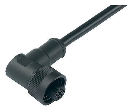 Ilustración RD24 Conector hembra en ángulo, Número de contactos: 3+PE, sin blindaje, moldeado en el cable, IP67, PVC, negro, 4 x 1,50 mm², 2 m