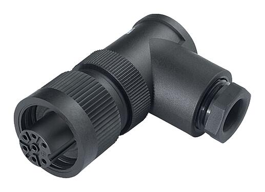 Illustration RD24 Female angled connector, Contacts: 6+PE, 8.0-10.0 mm, unshielded, screw clamp, IP67, UL, ESTI+, VDE, PG 11