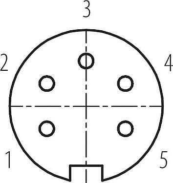 Disposition des contacts (Côté plug-in) M16 Connecteur femelle, Contacts: 5 (05-a), 6,0-8,0 mm, blindable, souder, IP40
