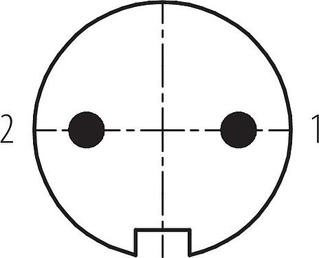 Disposition des contacts (Côté plug-in) M16 Connecteur mâle, Contacts: 2 (02-a), 4,0-6,0 mm, blindable, souder, IP67, UL 2238