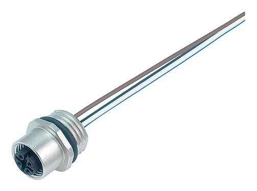 Illustration M12 Female panel mount connector, Contacts: 8, unshielded, single wires, IP68, UL 2238, PG 9, Front mounting, stainless steel, potted
