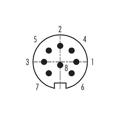 Contact arrangement (Plug-in side) Bayonet Male cable connector, Contacts: 8, 3.0-6.0 mm, unshielded, solder, IP40