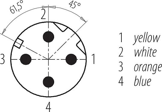 Disposition des contacts (Côté plug-in) M12 Connecteur mâle, Contacts: 4, blindé, surmoulé sur le câble, IP67, UL 2238, Profinet/Ethernet CAT5e, PUR, vert, 4 x AWG 22, 1 m