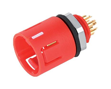 Illustration Snap-In Male panel mount connector, Contacts: 3, unshielded, solder, IP67, UL 2238, M8x0,75, Front mounting
