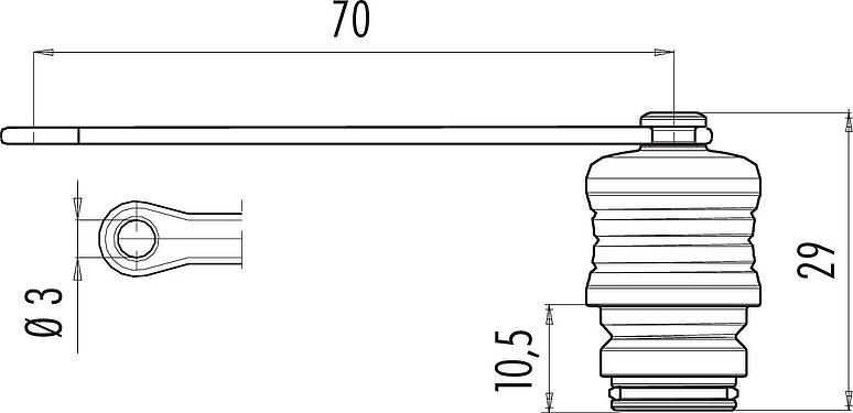 Dibujo a escala Tapa protectora, IP67, para enchufe de brida
