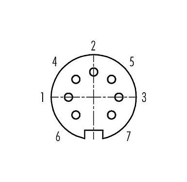 Contact arrangement (Plug-in side) Bayonet Female cable connector, Contacts: 7, 3.0-6.0 mm, unshielded, solder, IP40